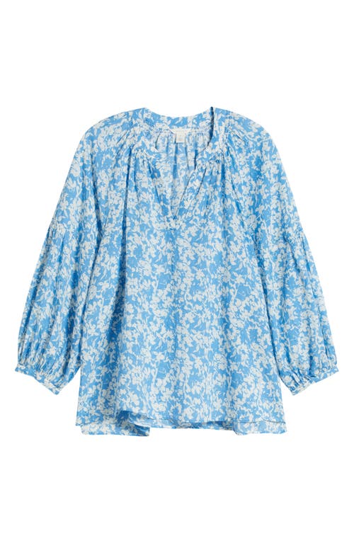 Caslonr Caslon(r) Long Sleeve Popover Top In Blue- Ivory Sera Floral