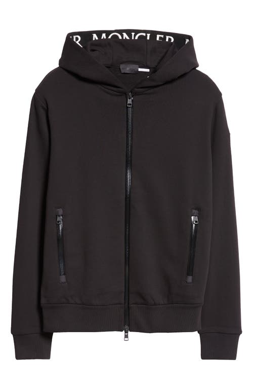 Moncler Men's Logo-tape Fleece Zip Hoodie In Black