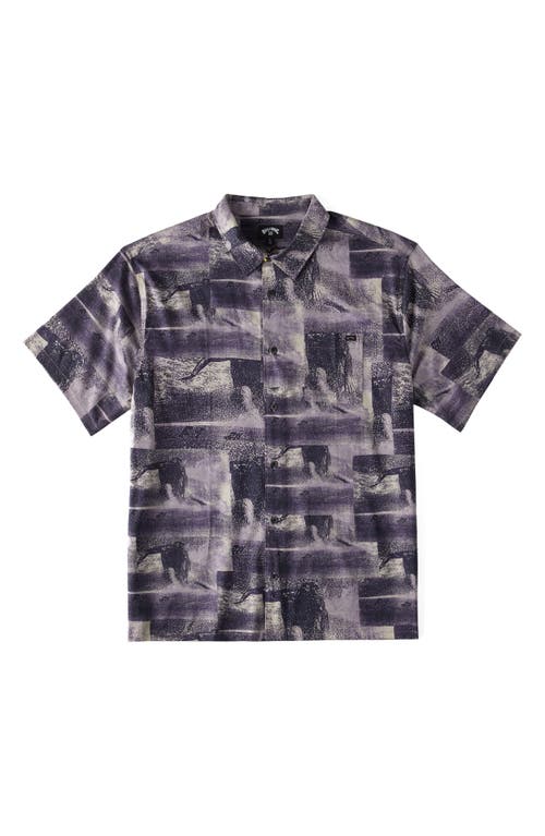 Billabong Filthy Short Sleeve Button-up Shirt In Navy/purple Haze