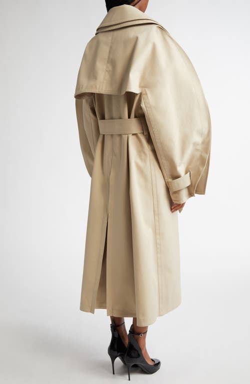 Shop Alaïa Split Sleeve Belted Trench Coat In Beige