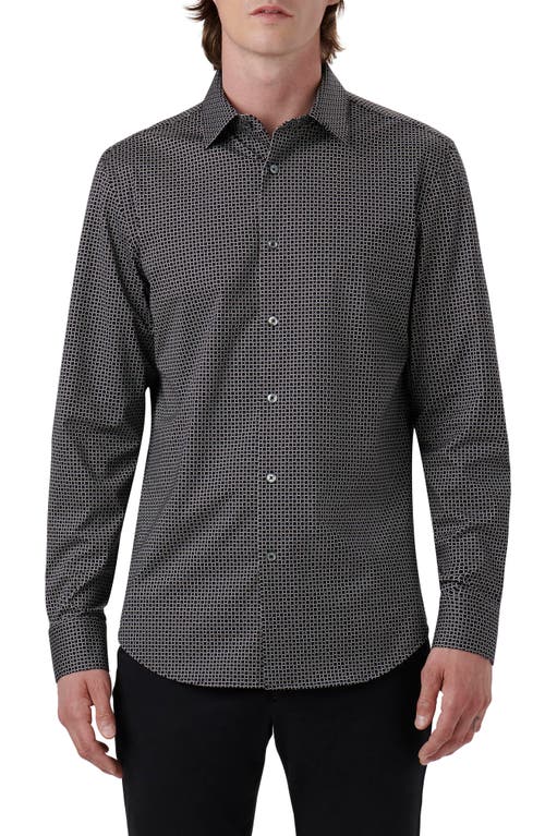 Bugatchi James OoohCotton Geometric Print Button-Up Shirt in Black at Nordstrom, Size Large