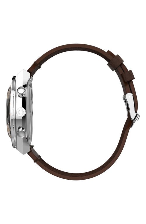Timex ® Q Chronograph Leather Strap Watch, 40mm In Black
