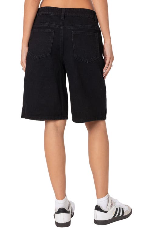 Edikted Jacqui Low Rise Denim Bermuda Shorts In Black