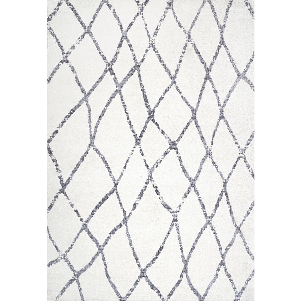 Jonathan Y Illi Moroccan Diamond Trellis Area Rug In Ivory/gray