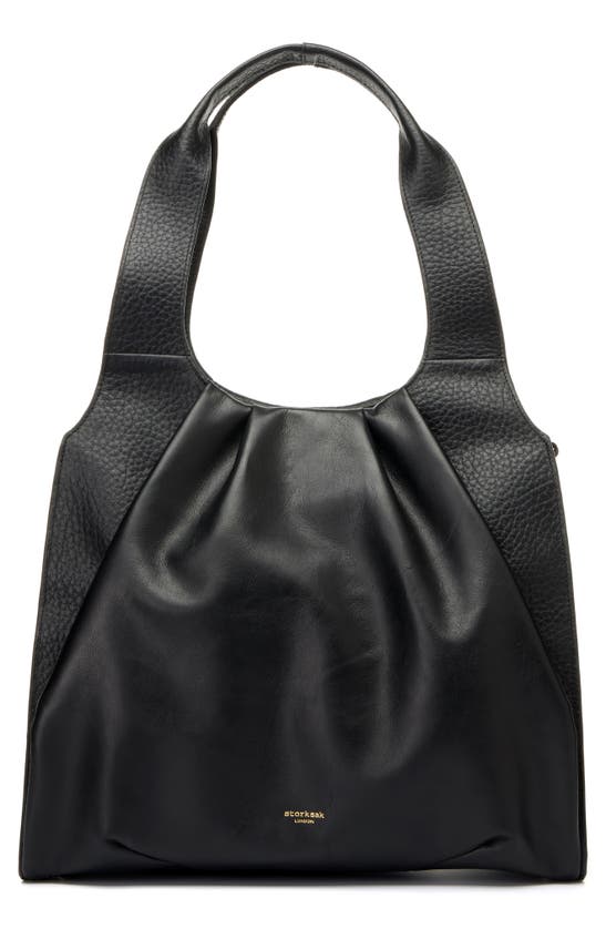 Storksak Babies' Kaia Leather Convertible Diaper Bag In Kaialeather Black