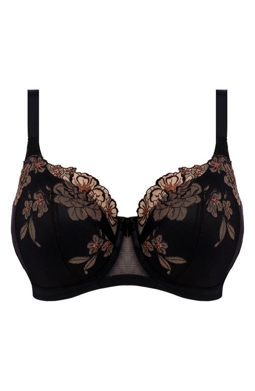 Shop Elomi Teagan Padded Underwire Half Cup Bra In Black/almond