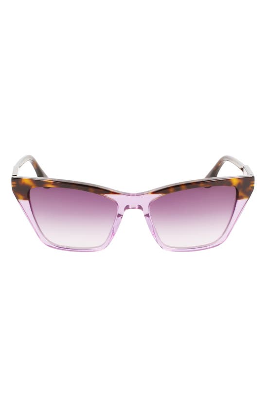 Victoria Beckham 55mm Gradient Lens Cat Eye Sunglasses In Havana Purple