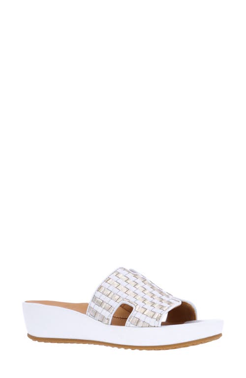 Shop L'amour Des Pieds Cusaro Platform Wedge Slide Sandal In White/gold