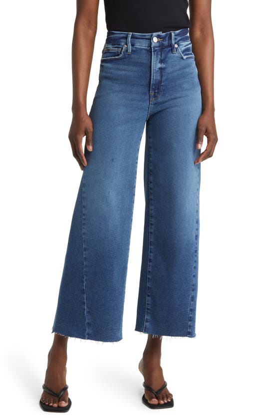 Good American Good Waist High Waist Crop Palazzo Jeans In Indigo394