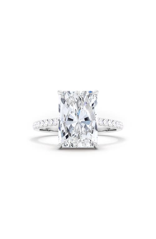 Shop Hautecarat Radiant Cut Pavé Lab Created Diamond Ring In 2.00 Ctw 18k White Gold