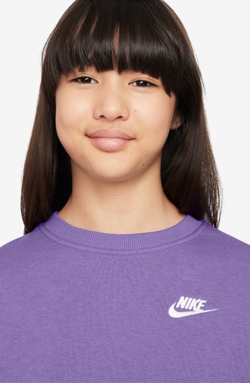 Shop Nike Kids' Sportswear Club Fleece Crewneck Sweatshirt In Black Raspberry/white