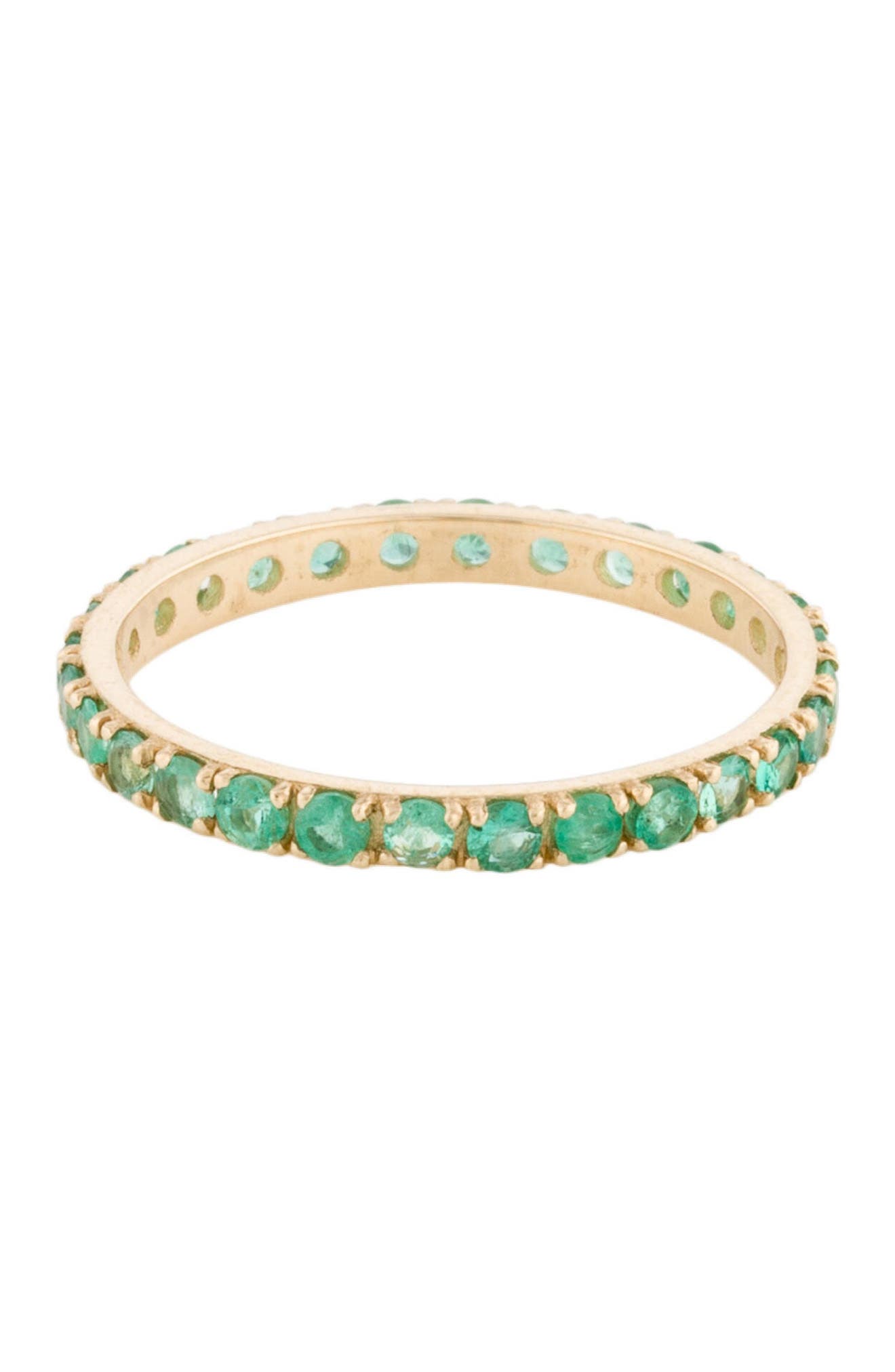 Adornia Fine 14k Yellow Gold Emerald Prong Set Eternity Band Ring In Green