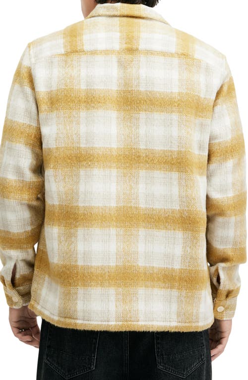 Shop Allsaints Lapse Plaid Fleece Overshirt In Yellow