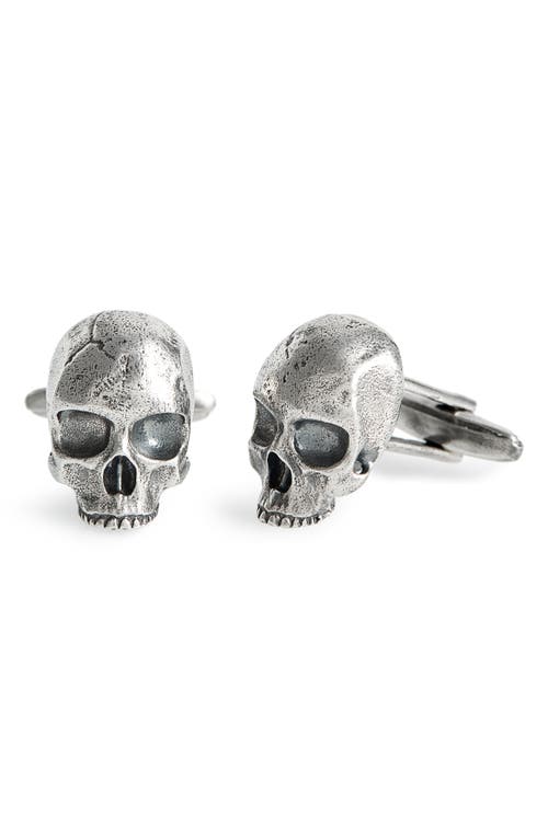 John Varvatos Skull Cuff Links in Metallic Silver at Nordstrom