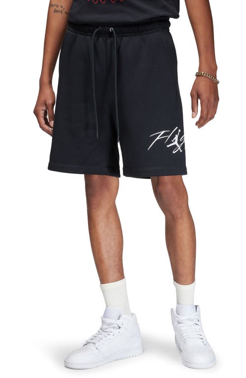 Fleece Sweat Shorts in Black/White