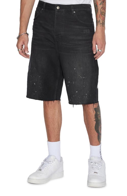 Shop Ksubi Maxx Wide Leg Cutoff Denim Shorts In Black