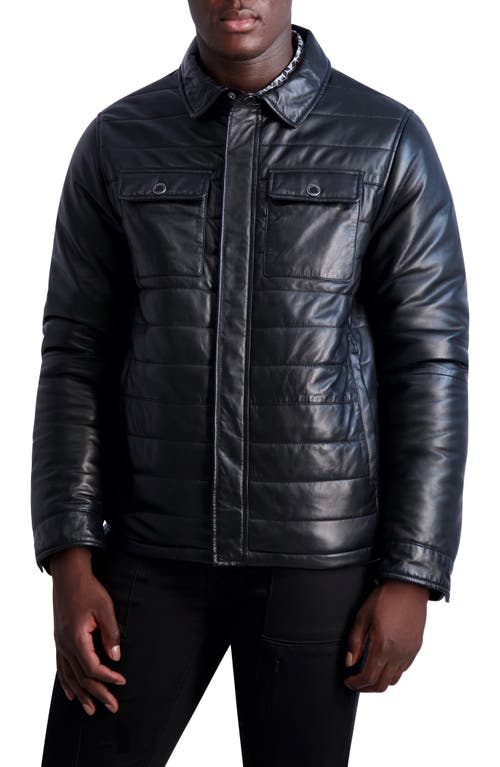 Karl Lagerfeld Paris Quilted Leather Jacket in Black