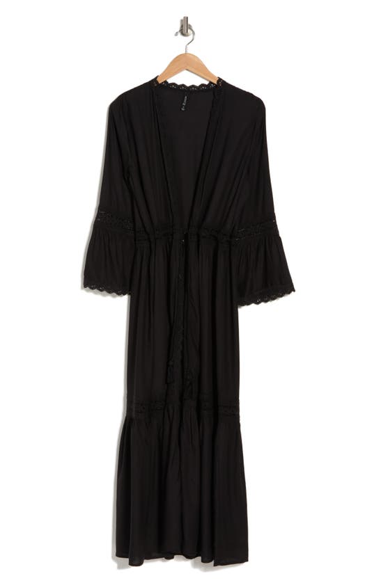 Boho Me Open Front Lace Inset Cover Up In Black