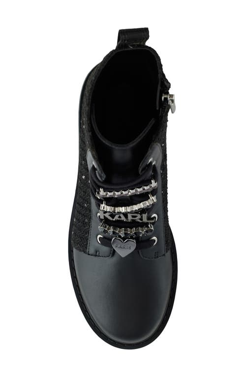 Shop Karl Lagerfeld Paris Mela Combat Boot In Black/silver