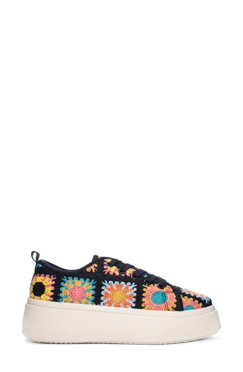 Dirty Laundry Rambling Crochet Platform Sneaker In Black Multi