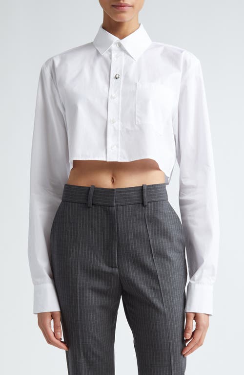 Coperni Long Sleeve Cotton Button-Up Crop Shirt White at Nordstrom, Us
