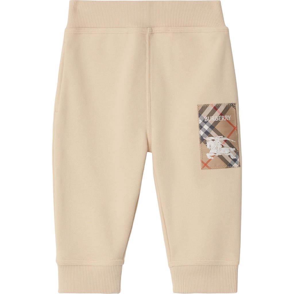 Burberry Check Label Cotton Jogging Pants In Calico