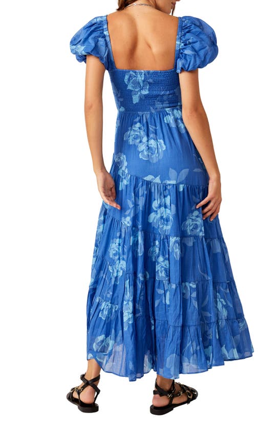 Shop Free People Sundrenched Floral Tiered Maxi Sundress In Sapphire Combo