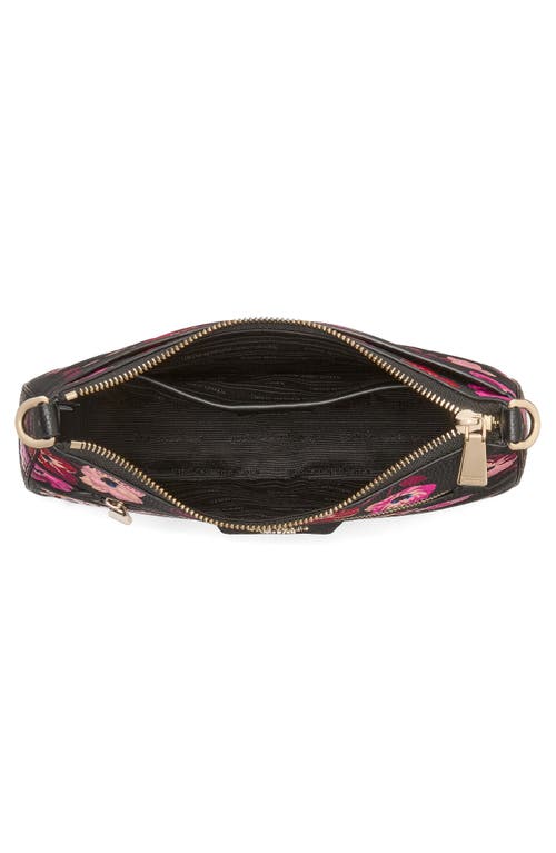 Shop Kate Spade New York Hudson Poppies Pebbled Leather Shoulder Bag In Black Multi.