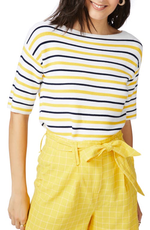 Court & Rowe Rose Stripe Boat Neck Sweater Canary Gold at Nordstrom,