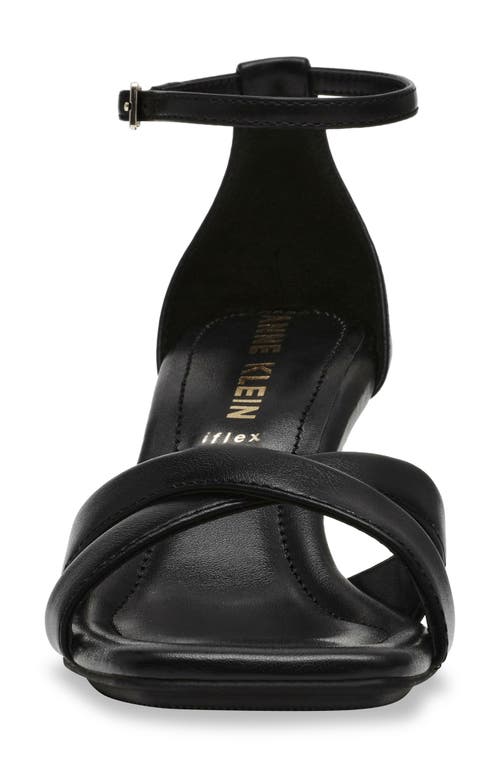 Anne Klein Joss Ankle Strap Kitten Heel Sandal In Black Smooth