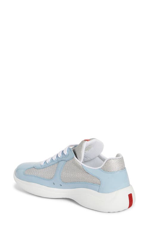 Prada Multicolor Leather And Fabric America's Cup Sneaker 25s In Celeste