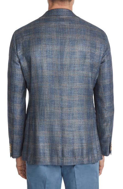 Shop Jack Victor Midland Deco Plaid Sport Coat In Mid Blue