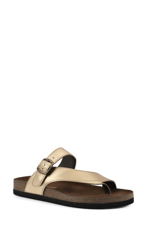 Shop White Mountain Footwear Carly Leather Footbed Sandal In Antique Gold/brown Sole