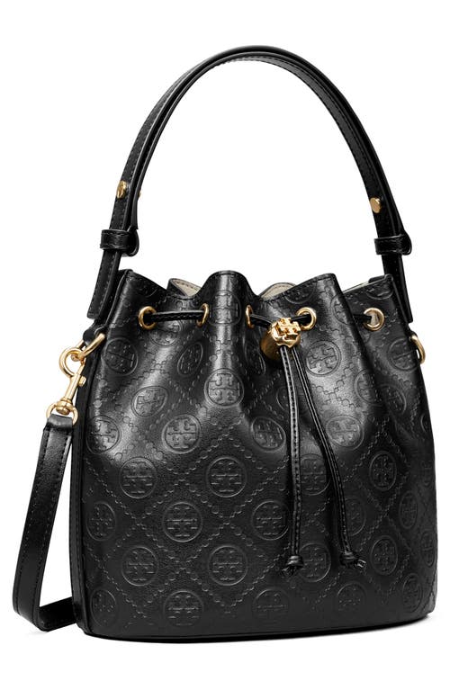 Tory Burch T Monogram Mini Bucket Bag In Black