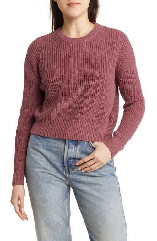 Madewell Textural Knit Cotton Pullover Sweater in Pressed Grape