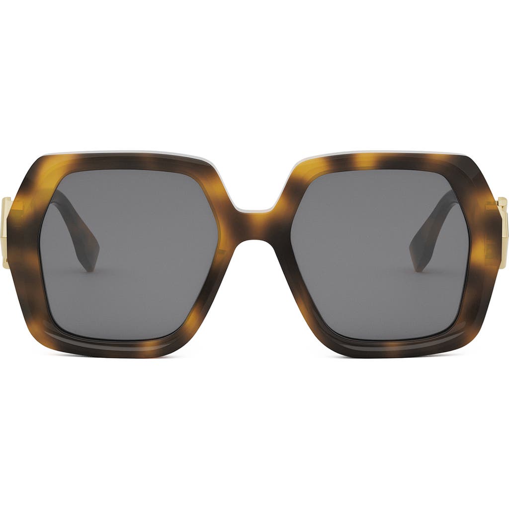 Fendi Diamond Acetate Square Sunglasses In Blonde Havana/smoke