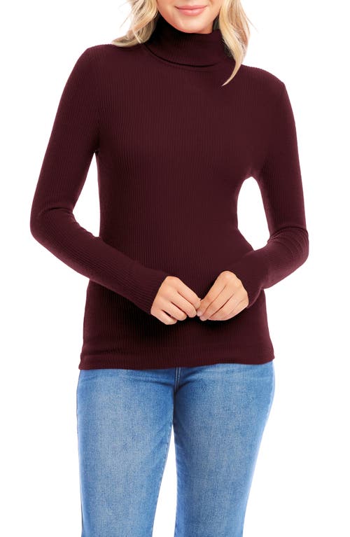 Shop Karen Kane Turtleneck Rib Top In Wine