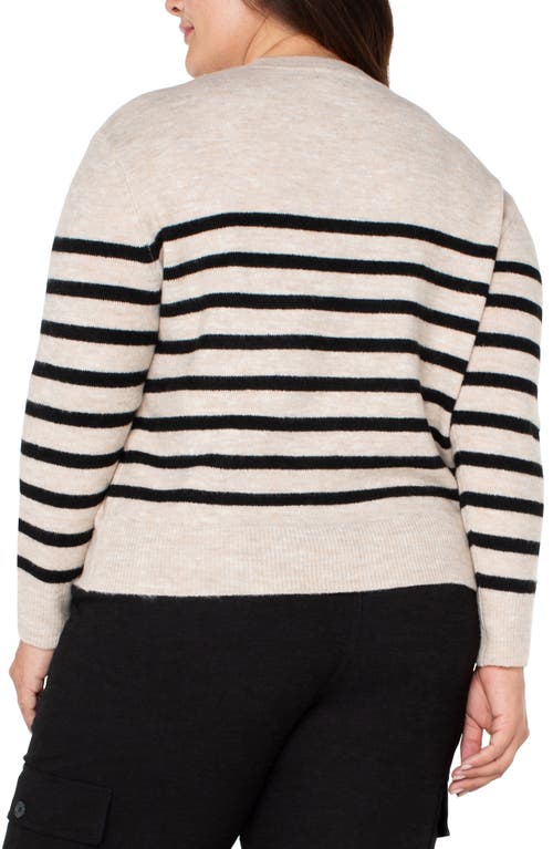 Shop Liverpool Los Angeles Stripe Crewneck Sweater In Oatmeal Heather Stripe