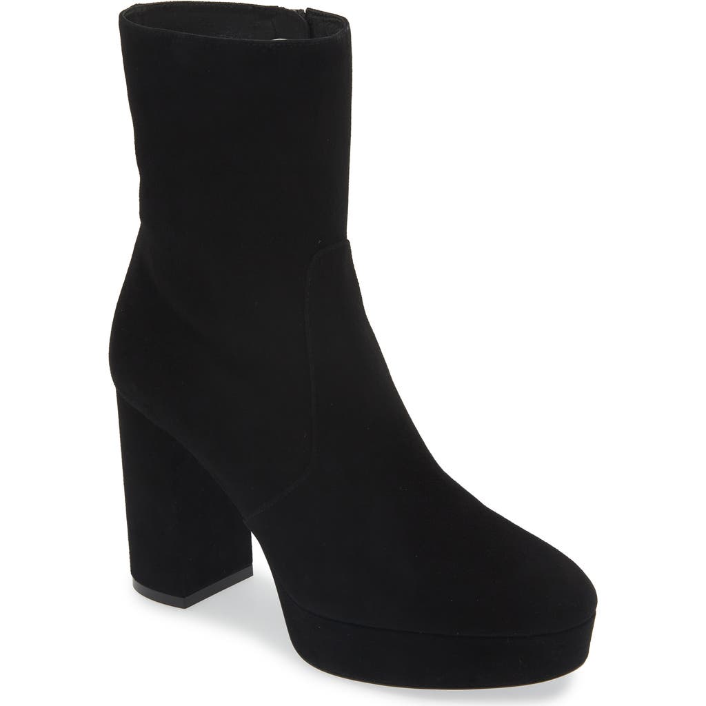 Stuart Weitzman Dayna Suede Platform Booties In Black Suede