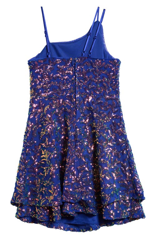 LOVE, NICKIE LEW LOVE, NICKIE LEW KIDS' SEQUIN ASYMMETRIC NECK PARTY DRESS