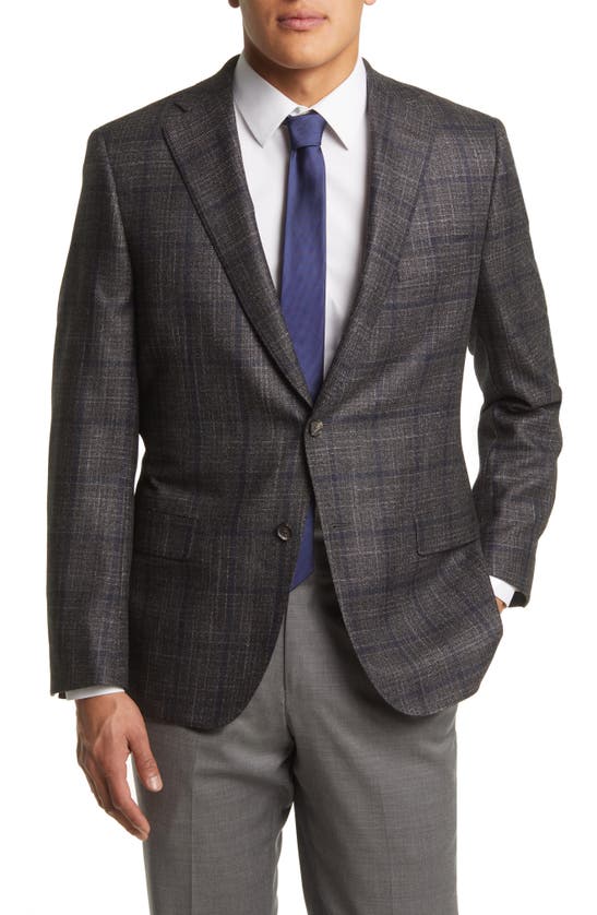 Hickey Freeman Grey Windowpane Plaid Wool Blend Jacket | ModeSens