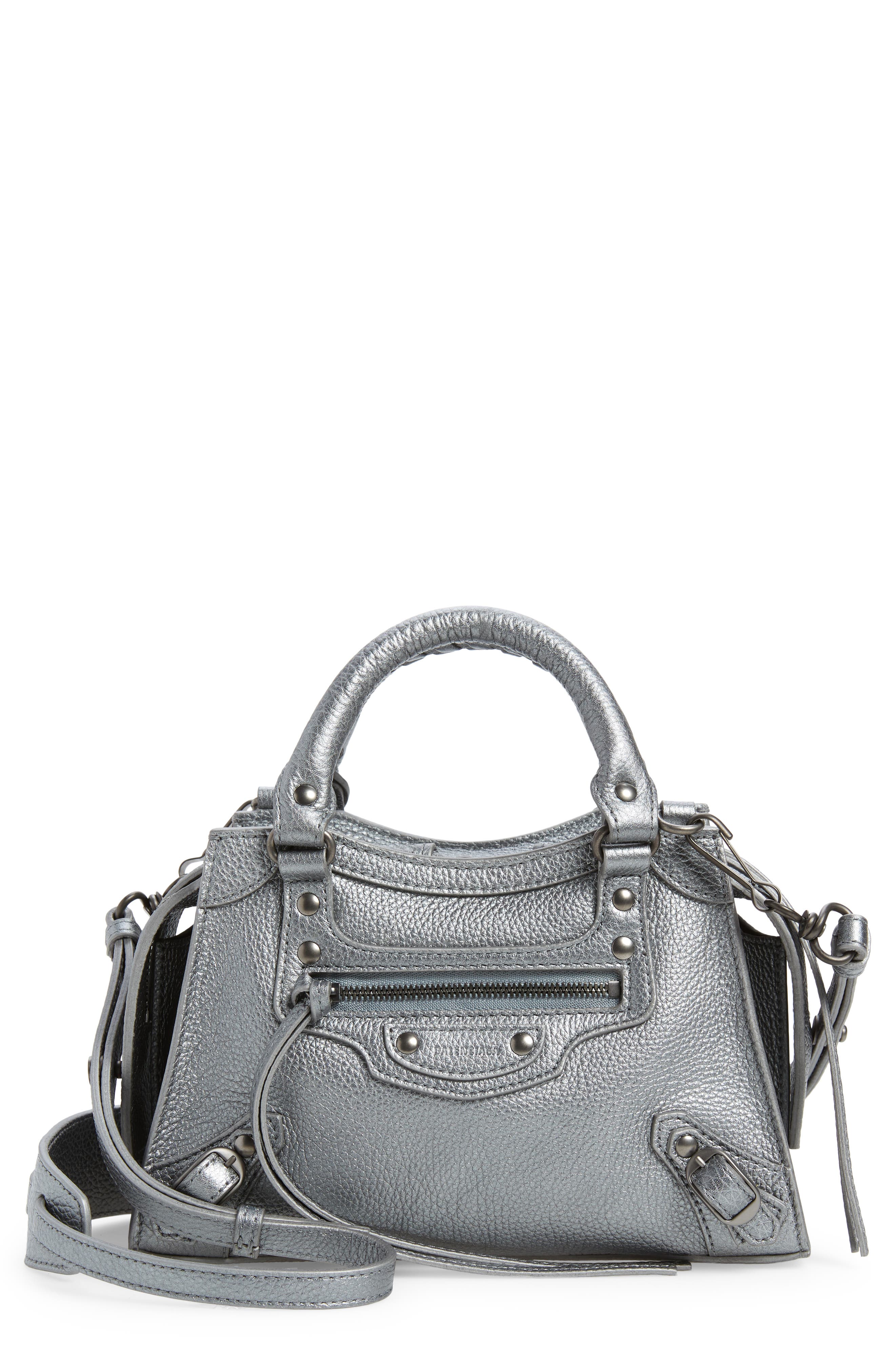 Balenciaga Mini Neo Classic Leather Crossbody Top Handle Bag in Asphalte  Brown
