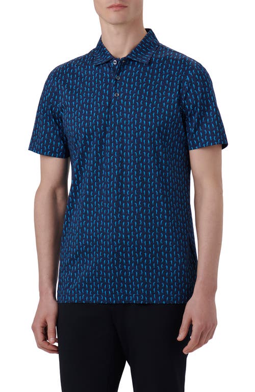 Bugatchi Victor OoohCotton Golfer Print Polo Classic Blue at Nordstrom,