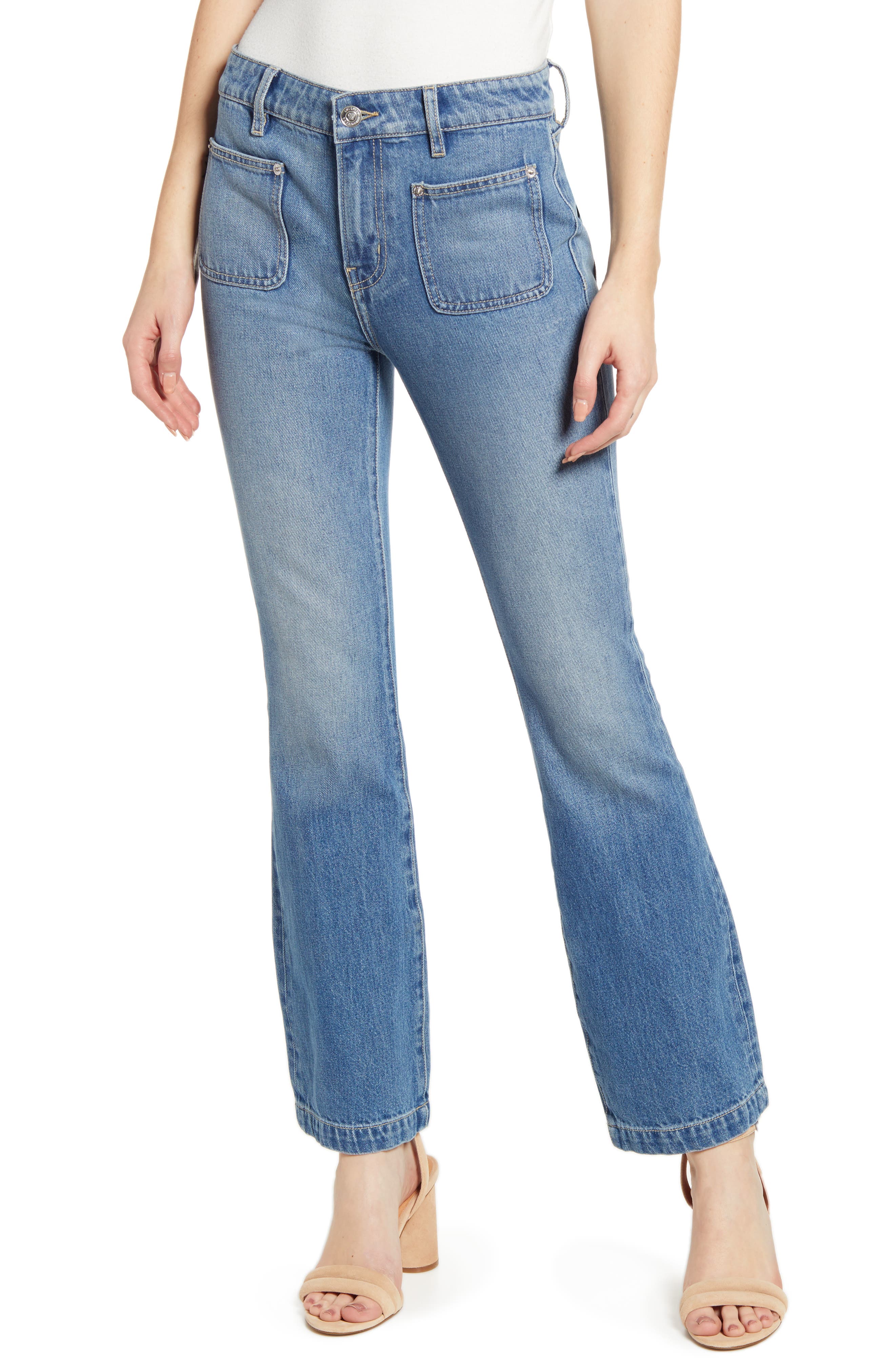 cropped bootleg jeans