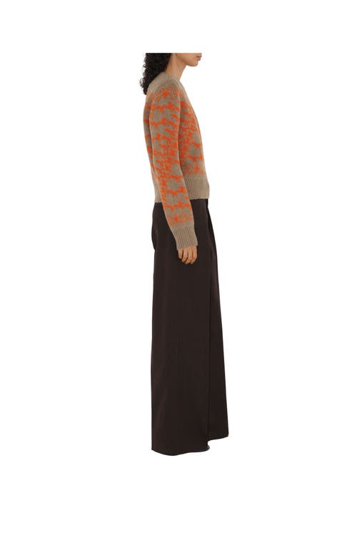 Burberry Cropped Fox Wool Sweater In Linden/orange