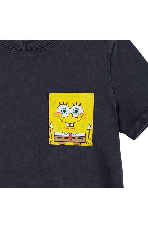 Shop Andy & Evan Kids' Spongebob Squarepants™ Acid Wash Patch Pocket T-shirt In Navy