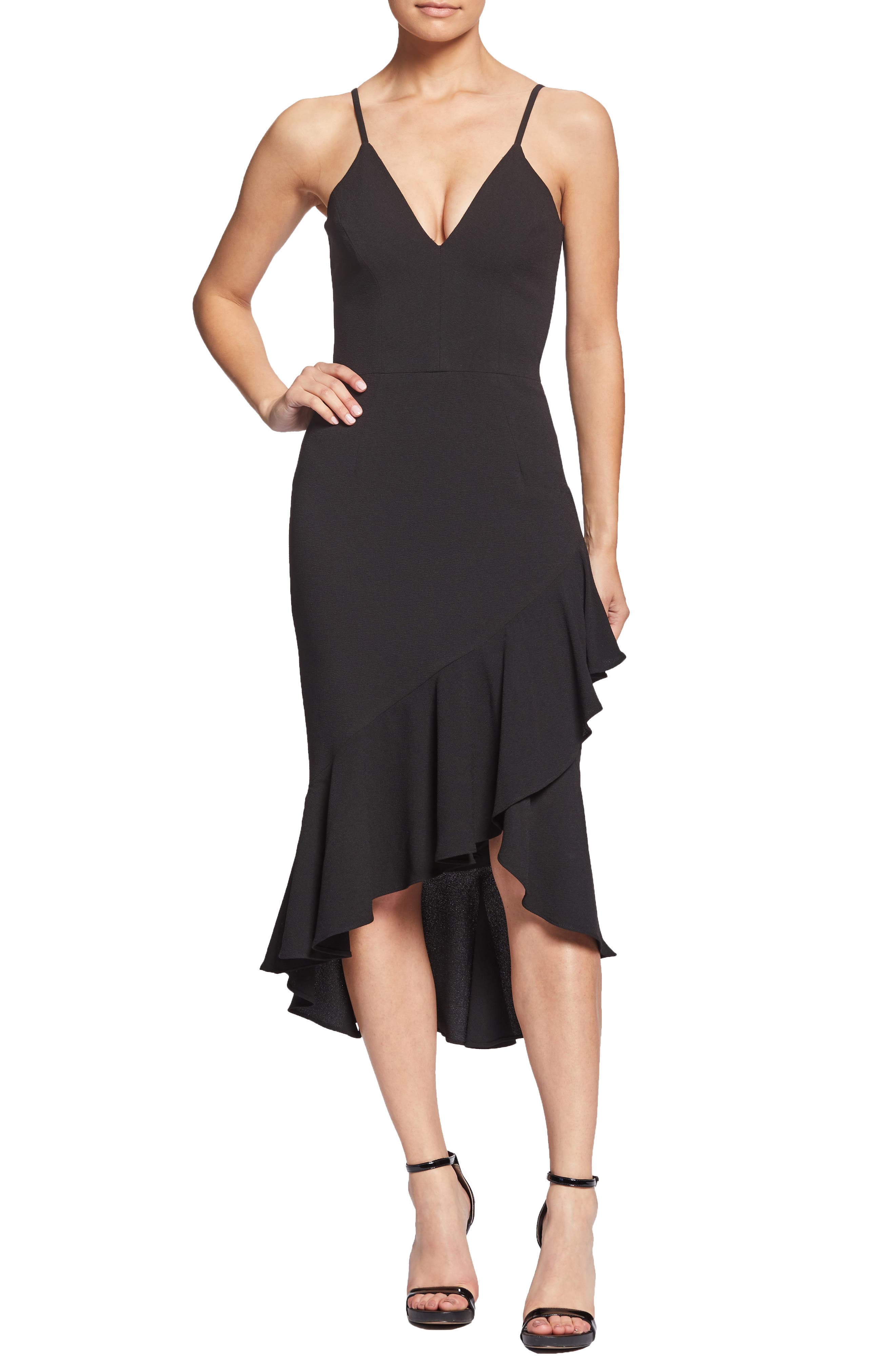 Dress The Population Wendy High/low Ruffle Cocktail Dress