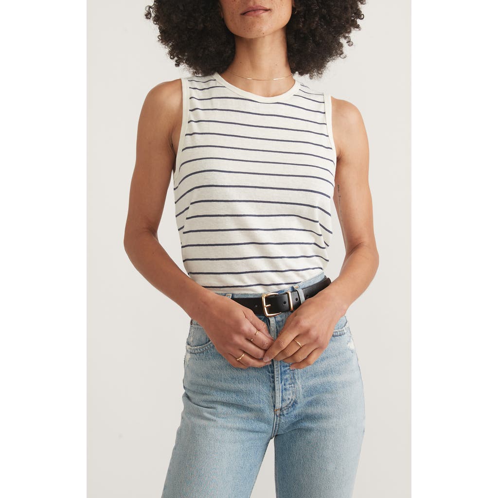 Marine Layer Hemp And Cotton Tank Top In Black/white Stripe