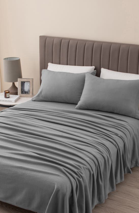 Woven & Weft Super Soft Extra Plush Fleece Sheet Set In Paloma Grey