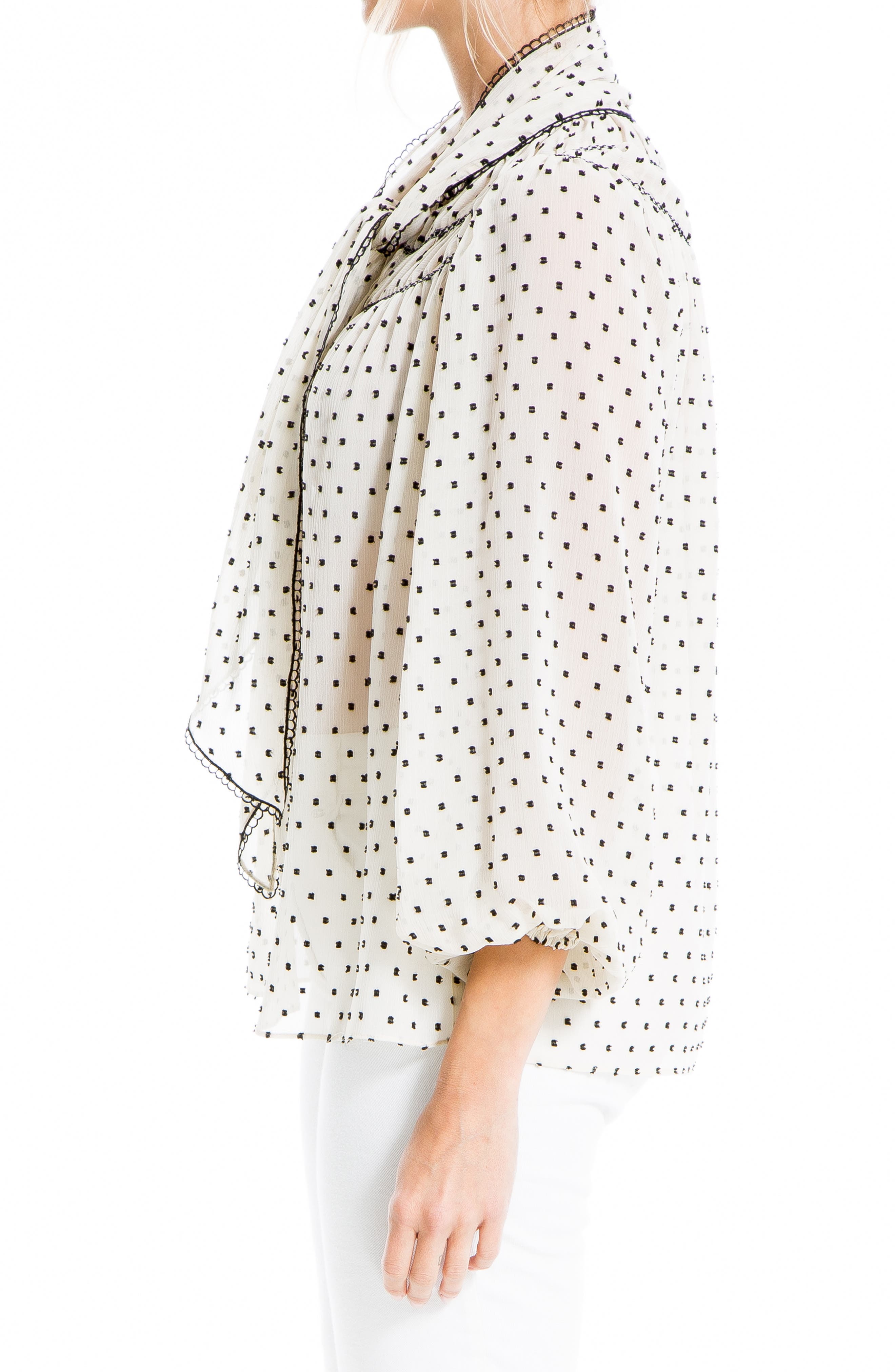 MAXSTUDIO MAX STUDIO Bow Tie Clip Dot Blouse | Nordstromrack